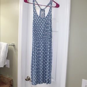 Long blue and white dress